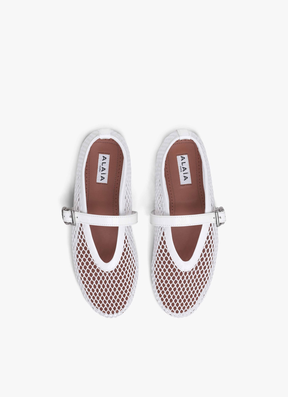 BALLET FLATS IN FISHNET ALAÏA WHITE BALLET FLATS IN FISHNET